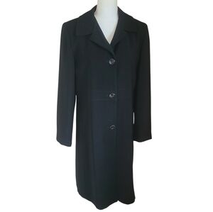 nordstrom gallery classic black rain coat single-breasted size M
